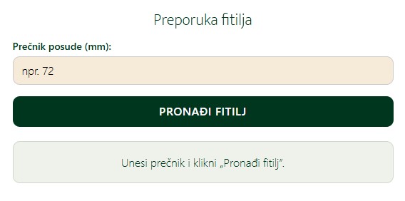 Digitalni alat — kalkulator za izradu sveća